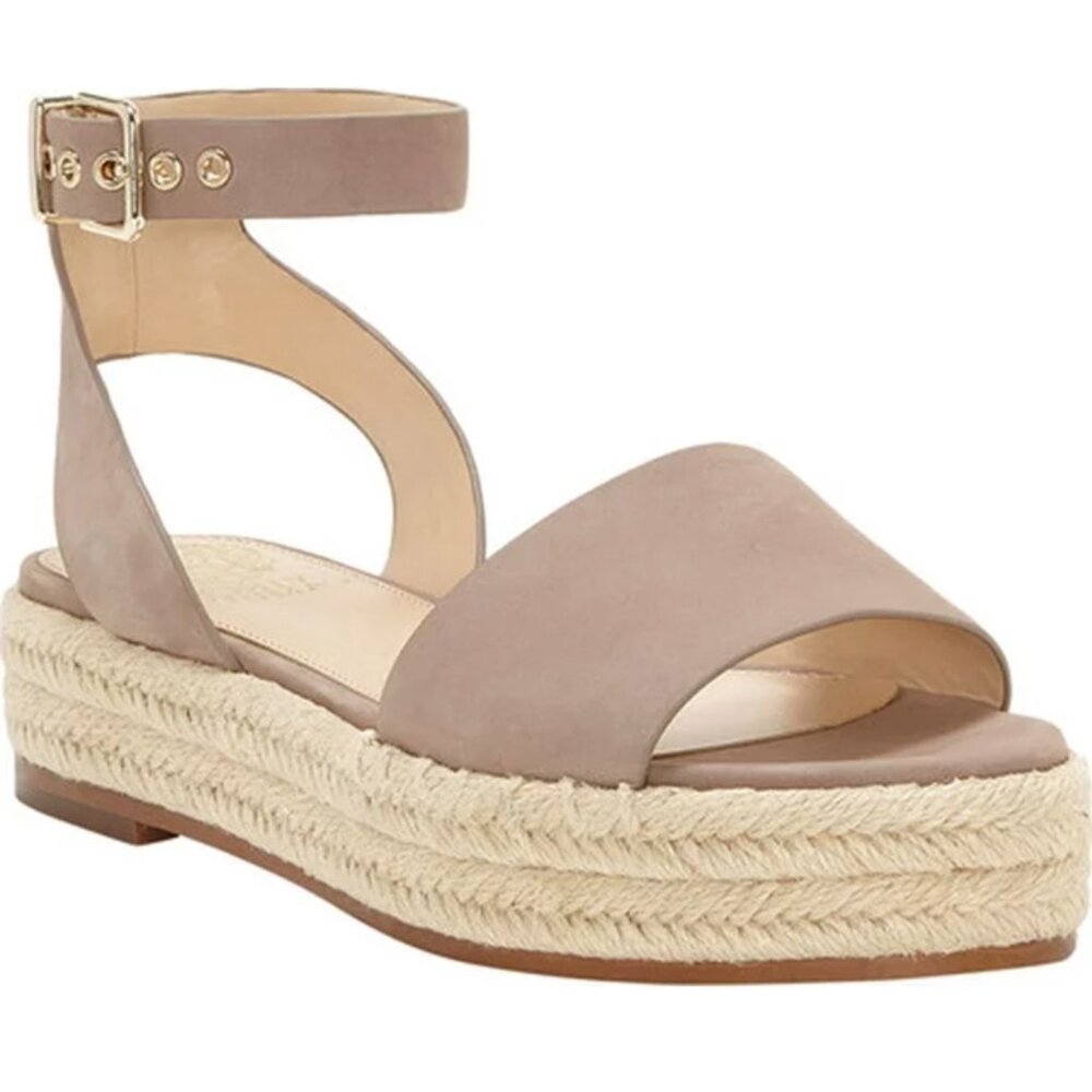 NWOB VINCE CAMUTO Women's Tan Suede Kathalia Flatform Espadrille Sandal Sz 5.5